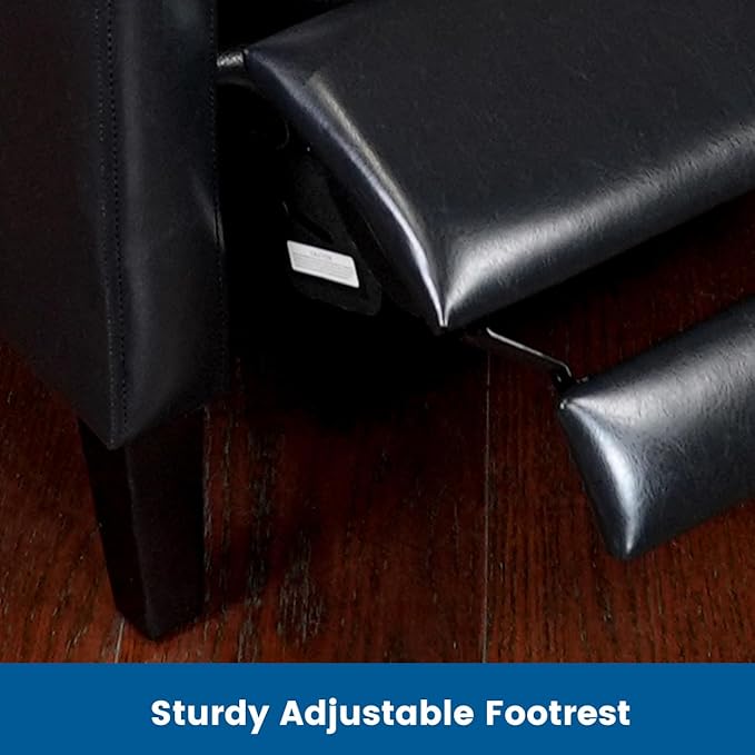 CONSDAN Recliner Chair Leather Recliner Sofa with Soft High-Resilience Cushion Living Room Chair with Button Tufting and Nailhead Trim Black