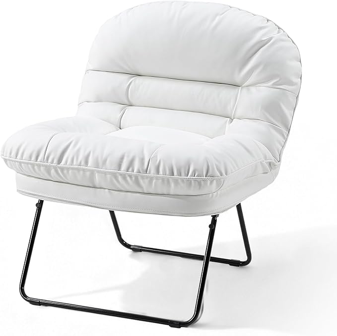 NEWBULIG Floor Chair Adjustable Space Saving Accent Chair for Living Room &amp Bedroom Comfy Reading &amp Meditation Chair Compact Foldable Design for Easy Storage Modern Faux Leather Cream