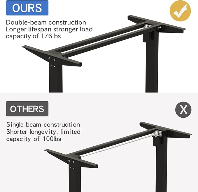 Height Adjustable Electric Standing Desk 55X24 Height Stand Up Computer DeskSit and Stand Home Office Desk with Splice Board (Black+Brown Top Black Frame)
