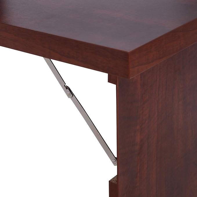 Wall Mounted Office Desk Fold Out Convertible Computer Desks with Storage Shelves Multi-Function Folding Wall Desk Writing Table for for Small Spaces Home Office (Brown)