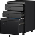 SUXXAN 3 Drawer File Cabinet with Lock Metal Under Desk Cabinet with Wheels for Office &amp Home Legal/Letter Size Need to Assemble