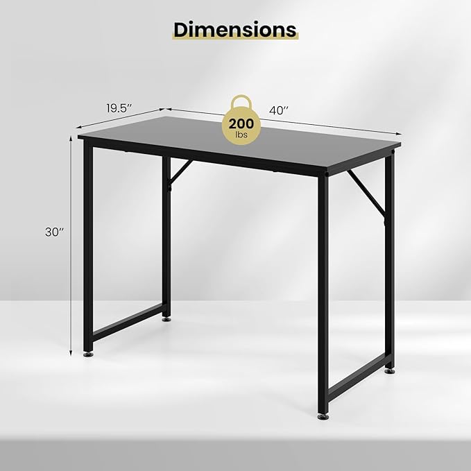 Giantex 40-Inch Black Small Computer Desk Home Office Writing Desk with Heavy-Duty Metal Frame Modern Simple Gaming Table PC Workstation Versatile Small Desk for Bedroom
