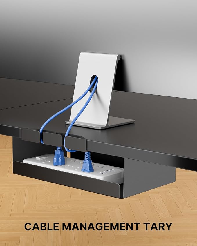 Marsail Standing Desk Adjustable Height with 4-in 1 Electical Outlet L Shaped Electric Standing Desk with Headphone Hook Stand up Desk for Home Office Sturdy Writing Workstation Black