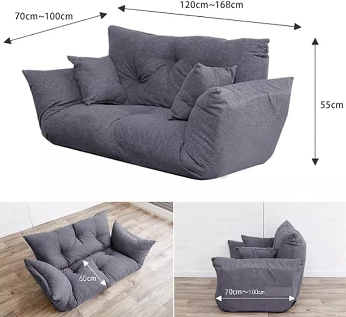 Japanese Style Leisure Sofa Bed for Small Living Rooms and Bedrooms Double Tatami Design Foldable Multi-Functional Couch Cotton and Linen Off-White