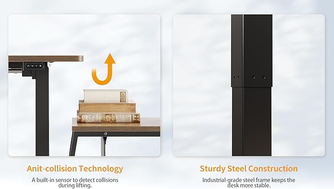 CubiCubi Electric Standing Desk 48 x 24 Inches Height Adjustable Sit Stand Desk Ergonomic Home Office Computer Workstation Rusticbrown