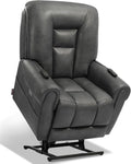 EONIX Four Motor Lay Flat Power Lift Recliner Chair for Elderly 400lbs Electirc Lift Chair for Living Room Independent Adjustable Lumbar Support &amp Headrest Extended Footrest Grey