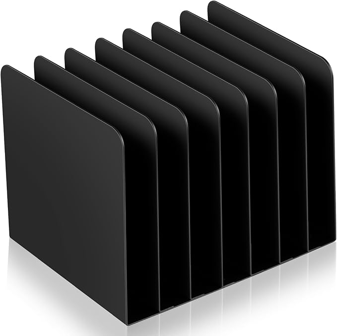Suzile Metal Desktop File Organizer 7 Compartments Vertical File Sorter Black 5.79 W x 7.09 L x 5.41 H Office Reception Areas Workspace