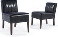Gaussen Armless Accent Chairs Set of 2 Upholstered Comfy Chairs for Living Room and Vanity with Solid Wood Legs Black