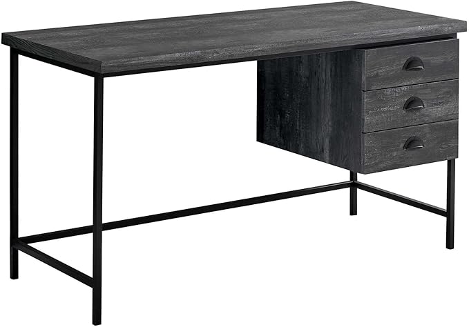 Computer Desk Home Office Laptop Storage Drawers 55 l Work Black Laminate Black Metal Contemporary Modern