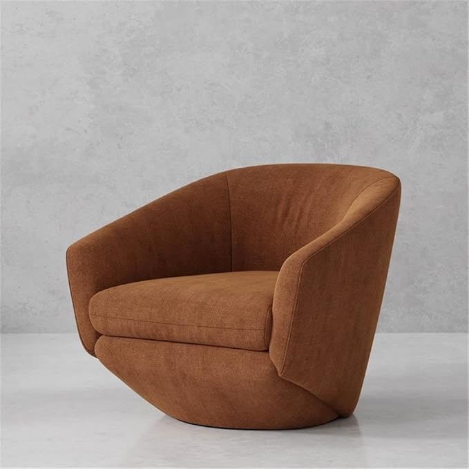 Pemberly Row Modern Upholstered Accent Swivel Chair Rust Finish 31.5 W x 31.5 D x 28 H 100% Woven Polyester Fabric Fully Padded Frame 360-Degree Swivel Cozy Living Room or Bedroom Seating