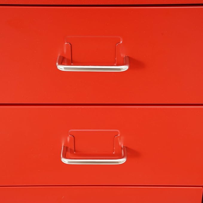6-Drawer Vertical File Cabinet with Lock Metal Filing Cabinet Mobile Rolling Storage for Legal/Letter/A4 Files Cold-Rolled Steel Construction 17.64-22.05 lbs/Drawer (Red)