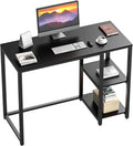SINPAID Computer Desk 47 inches with 2-Tier Shelves Sturdy Home Office Desks with Large Storage Space Modern Gaming Desk Study Writing Laptop Table Black