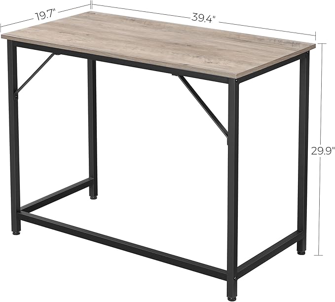 VASAGLE Computer Desk Office Work Desk 39.4 x 19.7 x 29.9 Inches for Study Bedroom Home Office Living Room Heather Greige and Ink Black ULWD041B02
