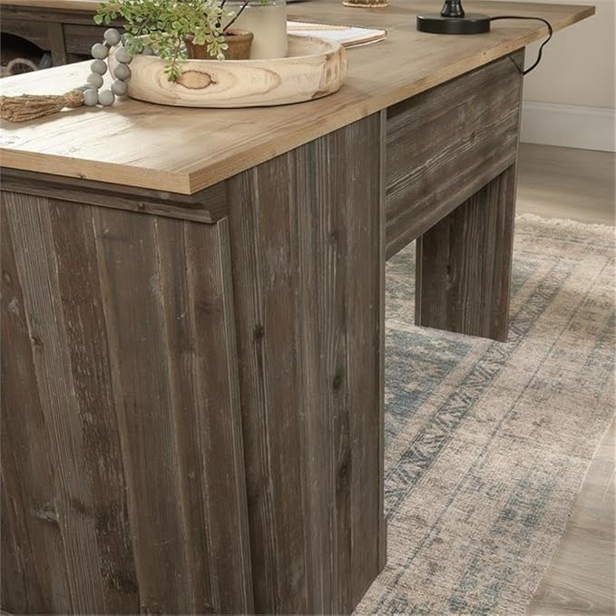 Sauder Sonnet Springs Engineered Wood L-Shaped Desk in Pebble Pine