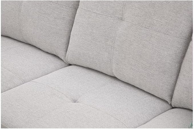 Sophisticated Simplicity Sectional Sofa with Ottoman Living Room Set Left Facing Chaise 2 Cup Holders 2 Throw Pillows Tufted Back and Seat - 99.5 D x 67 W x 32 H Light Gray