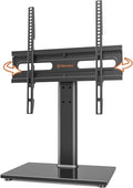 Universal Swivel TV Stand - Table Top TV Stand for 27-60 inch LCD LED TVs - Height Adjustable TV Base Stand with Tempered Glass Base &amp Wire Management VESA 400x400mm HT06B-002