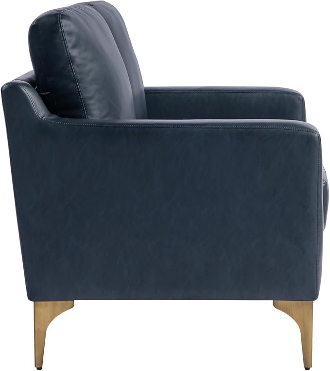 Serta Triton 55.5 Loveseat Transitional Modern Dreamcoil Comfort Metal Legs Vegan Leather Navy Blue