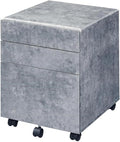 BOWERY HILL Wooden File Cabinet 16''W x 19''D x 22''H Faux Concrete and Silver Finish 3 Drawers with Caster Wheels Industrial Style Office Storage Organizer