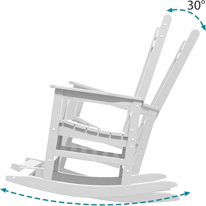 Rocking Chair Outdoor Rocking Chair for Adults HDPE Outdoor Chairs with Footboard All Weather Resistant Porch Rocker White