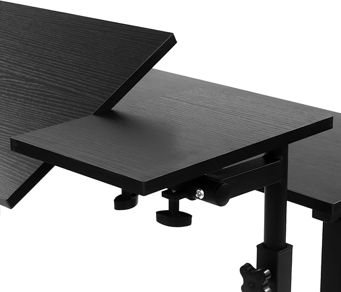 Adjustable Height Foldable Desk 26.4-45.3in Standing/Sitting Desk with 6 Lockable Wheels 44lbs Load Capacity for Home Office Dorm Bedroom (Black)