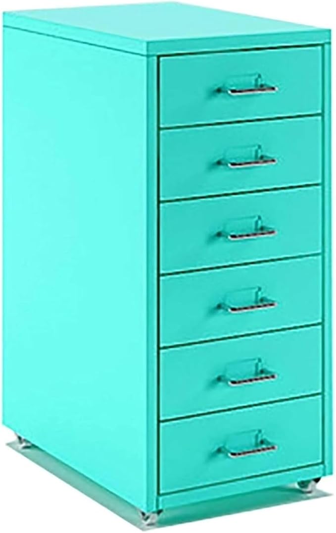 Aimeryup Storage File Cabinet 6-Tier Metal Clip with Wheel Drawer Desk Cabinet Office Study Bedside 41X28X69CM(Size:28X41X69CMColor:A)