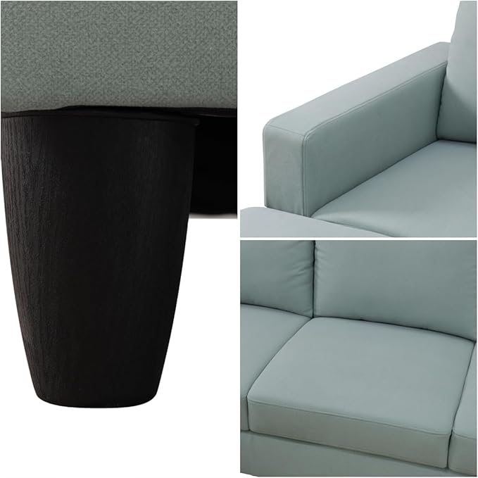 L Shaped Sectional Modern Sofa - Convertible Leather Sleeper Bed Couch Set with Reversible Chaise Lounge Modular Cloud Couch for Living Room Apartment