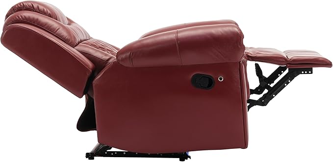 Merax Home Theater Seating Manual Recliner Chair with LED Light Strip for Living RoomBedroom Wind Red