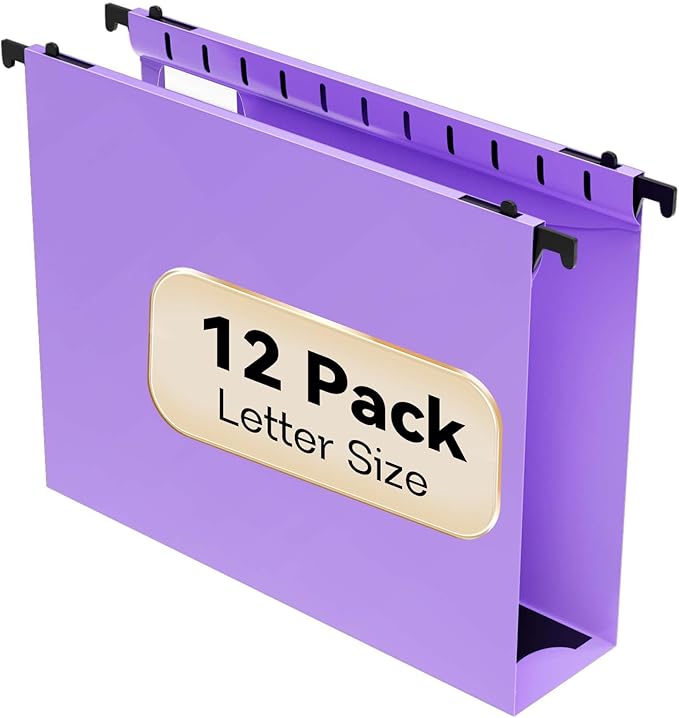 Extra Capacity Plastic Hanging File Folder Letter Size12 Pack Reinforced Hang Folders with Heavy Duty 2 Inch ExpansionDurable Hanging Organizer Designed for Bulky Files Medical Charts