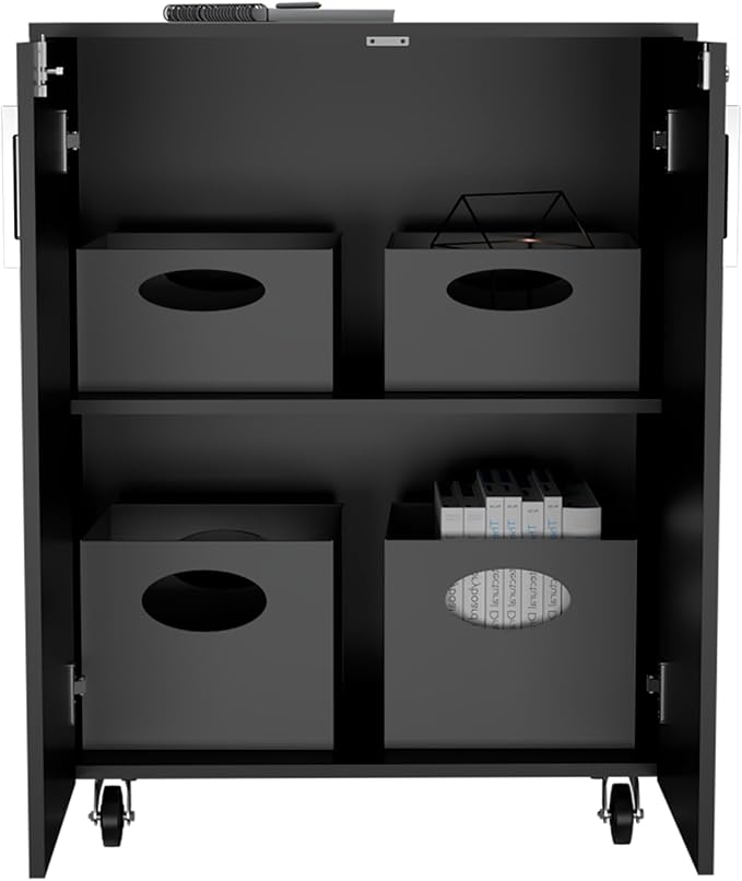 Gray Mobile Filing Cabinet with Shelf Double Door 4 Wheels Rectangular Portable Filing Cabinet Traditional for Office Study Room