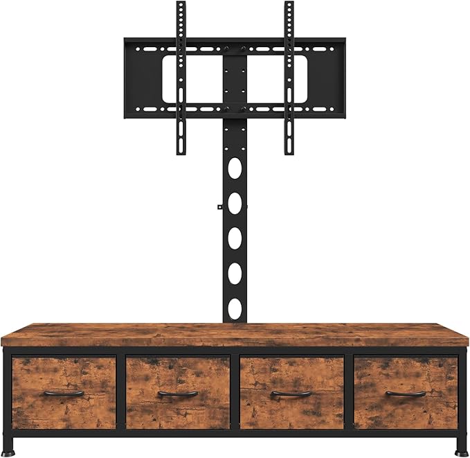 TV Stand with Mount &amp 4 Drawers Entertainment Center up to 75 inch TV Modern Media Console Fabric Dresser TV Stand for Living Room Bedroom