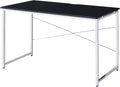 Black and Chrome Writing Work Study Desk with Sled Base Four-Tier Shelf Bookcase for Study and Home Office