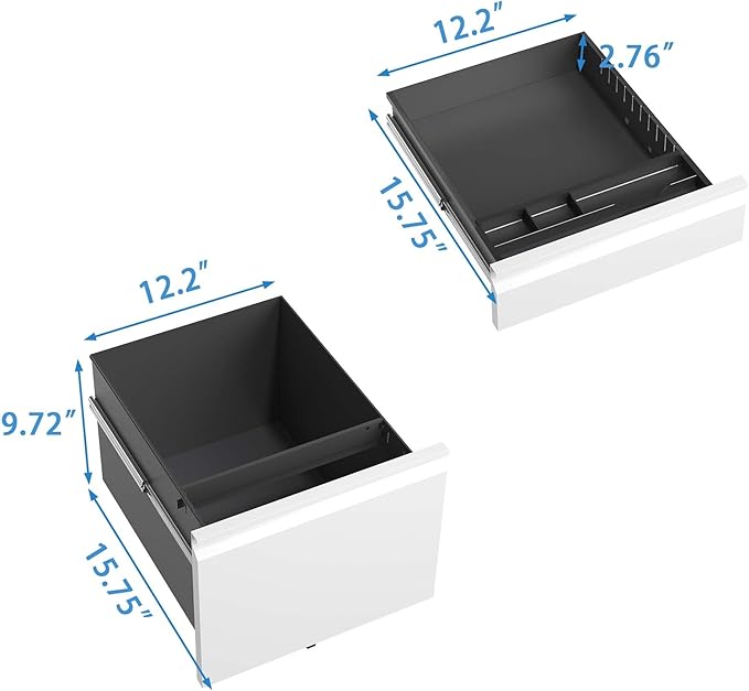 3 Drawer Mobile File Cabinet with LockMetal Filing Cabinets for Home Office Organizer Letters/Legal/A4Fully AssembledWhite