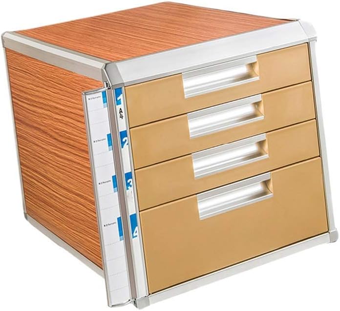 File cabinets 4th Floor Desktop Aluminum Alloy + Wood Board + Plastic File Holder Storage Box Family Office Cabinet Desktop Archive Storage Manager Bookcase