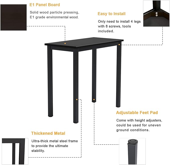 Need 31 Inch Small Computer Desk Modern Simple Style Writing Desk for Home Office Basic PC Work Desk with Black Metal Frame Black