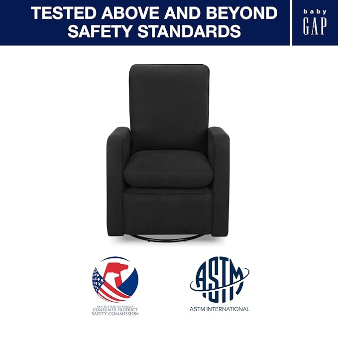 GAP babyGap Cloud Recliner with LiveSmart Evolve - Sustainable Performance Fabric Jet Black