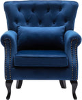 chairus Mid-Century Modern Accent Chair Comfy Tufted Single Sofa Chair Wingback Armchair with Pillow for Club Living Room Bedroom - Velvet Blue