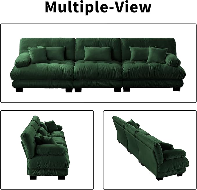 133.8 Oversized Modular Sectional Sofa 3 Seater Green Large Sectional Couches for Living Room Chenille Fabric Sofa Set Cloud Couches Deep Seat Modern Sofas para Sala