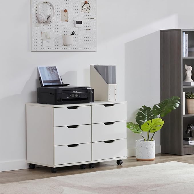 Hassyee Compact Design 3-Drawer Vertical Filing Cabinet with Four Casters Home Office Mobile File Cabinets with Large Capacity Storage Simple Assembly (White)