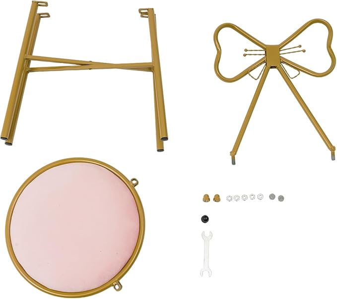 Small Cute Vanity Chair Knot Backrest Vanity Stool with Back Modern Makeup Chair Gold Lounge Chair for Living Room Bedroom Kitchen (Light Pink)
