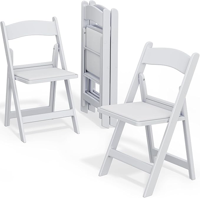 YITAHOME White Folding Chairs Set of 16 Sturdy Resin Folding Chairs with Padded Seat for Extra Comfort (550 lbs) Stackable White Chairs for Events Weddings Parties Picnics Yoga