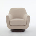 Swivel Chair Velvet Accent Chair Armchair Round Barrel Chair U-shaped Fully Assembled Chair for Living Room Bedroom (Beige)