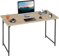 HCY Computer Desk 47 inches Writing Desk Home Office Study Workstation Modern PC Laptop Sturdy Simple Gaming Desk with Metal Frame (Nature) 47x24x29