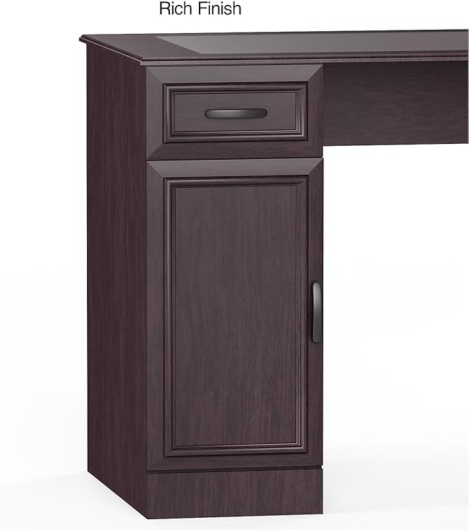 Staples Kendall Park 58.5” Double Pedestal Desk Cherry Finish Executive Office Desk with Storage Drawers &amp Spacious Worktop