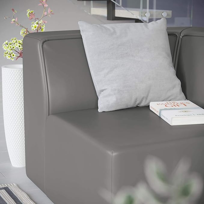 Modway Mingle Vegan Leather Sectional Sofa Corner Chair in Gray