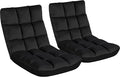 Topeakmart Living Room Floor Chair Folding Padded Lounge Chair with 14 Adjustable Position Meditation Chair Gaming Sofa with Backrest Lazy Sleeper Recliner for Living Room Bedroom Black 2pcs