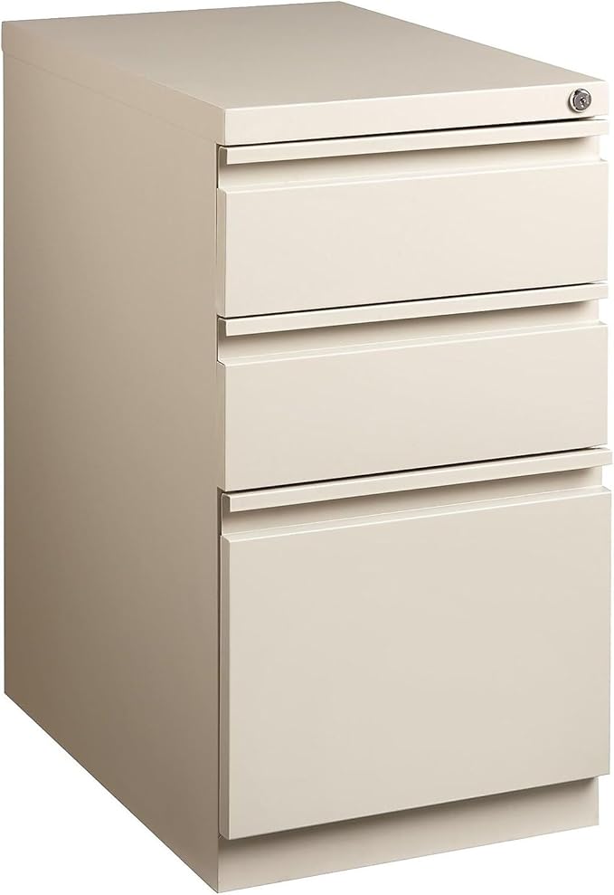 STAPLES Mobile Pedestal File Cabinet with Wheels 3-Drawer Putty