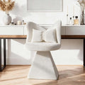 360° Swivel Vanity Chair with Back and PillowChenille Comfy Makeup Chairs for VanityWhite Modern Desk Chair No Wheels for BedroomLiving Room (White)