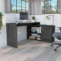 Modern L-Shaped Computer Desk Home Office Desk with Open &amp Closed Storage -Smokey Oak for Study and Home Office