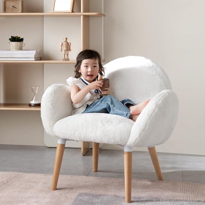 Pure Solid Wood Beech Frame Imitation Lamb Fabric Sofa Chair Suitable for Living Room and Hotel