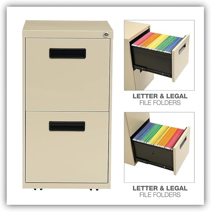 Alera PAFFPY Two-Drawer Metal Pedestal File 14 7/8w x 19-1/8d x 27-3/4h Putty